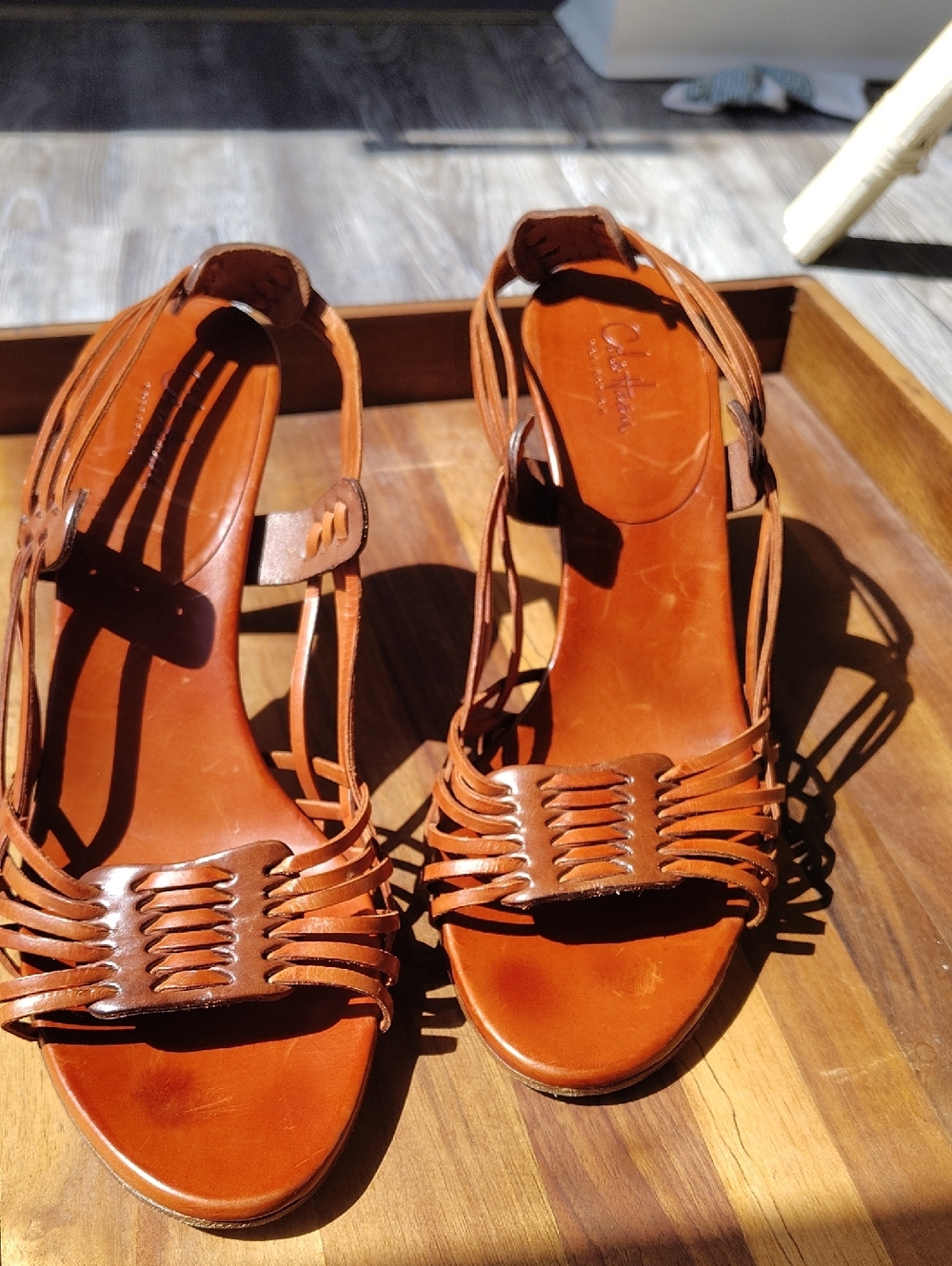 Cole Haan Women's Tan Leather Strappy Sandals - Classic Summer Style